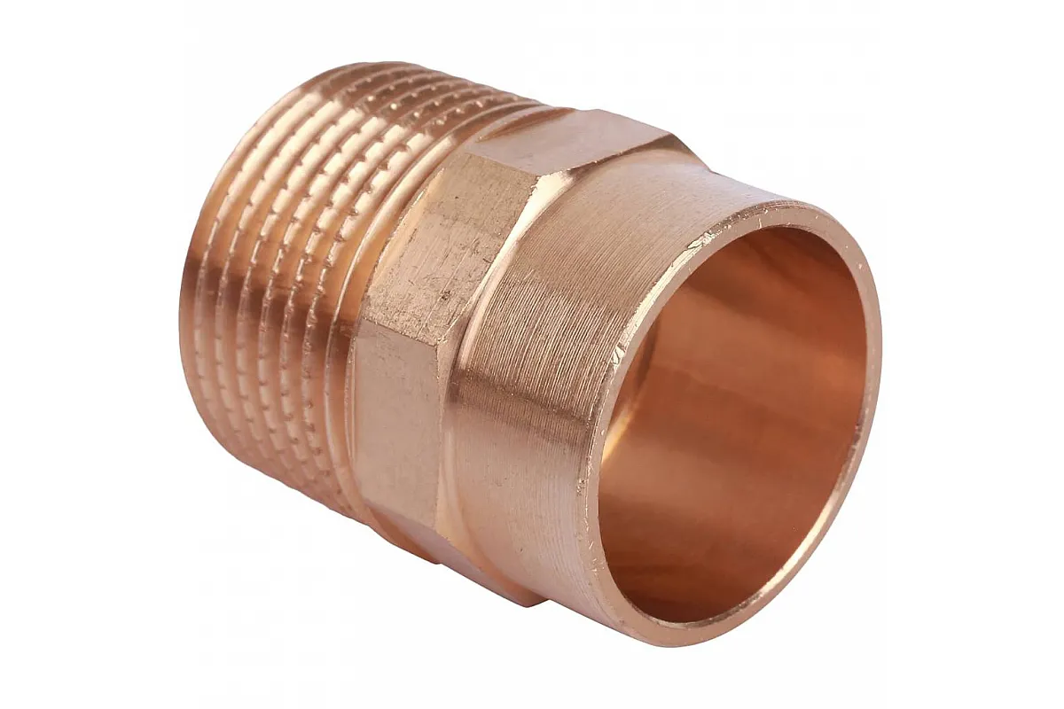 Медный переход 28х15 мм внутренняя пайка, наружная резьба
